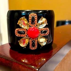 Stella & Dot clasp black bracelet with jeweled details